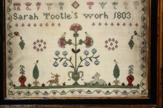 EXCEPTIONAL ANTIQUE NEEDLEWORK SAMPLER by SARAH TOOTLE 1803 American interest 3