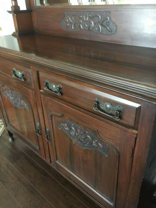 Antique Buffet / Server with Mirror - Dark Wood 1800 ' s - PICK UP ONLY - Menifee 2