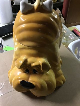 Vintage Savoy Playful Shar Pei Cookie Jar Ceramic Puppy Dog Tan Orange