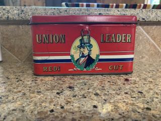Vintage 1920’s Union Leader Redi Cut Tobacco/lunch Box Tin