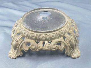 Vintage Cast Metal Embossed Ornate Lamp Footed Base Light Part Accurate Co