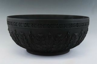 Antique Wedgwood Black Basalt Acanthus Pattern Serving/fruit/centerpiece Bowl 9 "