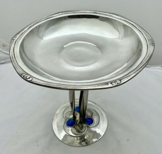 Extremely Fine Liberty & Co Tudric Pewter & Enamel Tazza By Archibald Knox 01161
