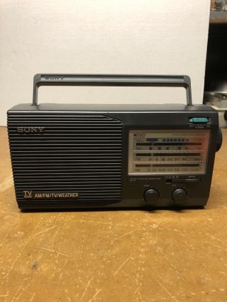 Vintage Sony Am Fm Tv Weather Portable Radio Ac/dc Power Gray