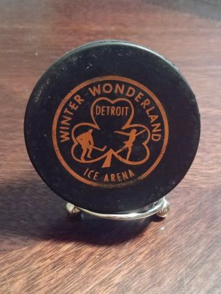 Vintage Detroit Winter Wonderland Ice Arena Hockey Puck