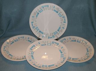 Vintage Royal China Blue Heaven 10 " Dinner Plates - 4 In Set - Gray/blue Vguvc