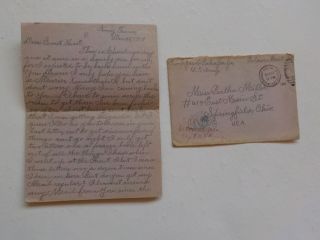 Wwi Letter 1918 Christmas Day Nancy France Springfield Ohio Cover Ww I Vtg Ww1