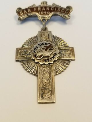 Vintage Freemasonry Knights Templar Red Cross Crown Masonic Jewel Mark Sterling