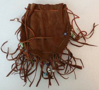 Vintage Native American - Leather & Beaded Medicine Bag 