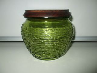 Vintage Textured Green Glass Tobacco Jar Humidor