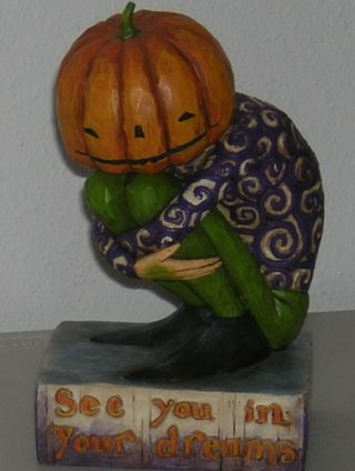 Vintage Pumpkin Head Sitting Halloween 7 " 2004 Jim Shore 118106 No Box
