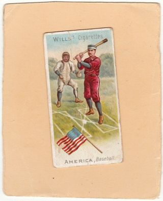 Wills.  Scarce Type Sports Of All Nations No.  33.  Baseball.  Only Fair/poor.  Isd 1900