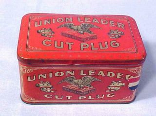 Antique Union Leader Cut Plug Tobacco Tin P.  Lorillard Co.