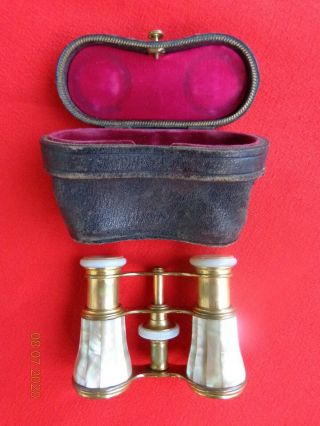 Vintage Lemaire F1 Mother Of Pearl Opera Glasses W/case