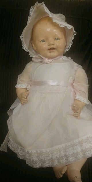 Antique Composition Baby Dimples Doll 22 For Restoration Eih Horsman W/clothes