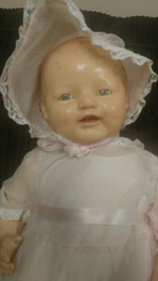 Antique Composition Baby Dimples Doll 22 FOR Restoration EIH Horsman w/clothes 3