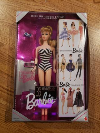 Vintage 35th Anniversary Barbie Doll 1959 Doll & Package Special Nib