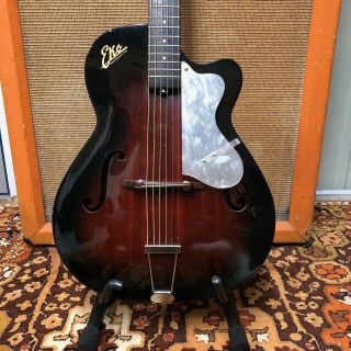 Vintage 1960s Eko Model 100 Modello Red Burst Sunburst Acoustic Guitar W/ Ohsc