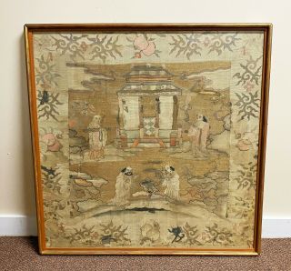 Large Antique Chinese Silk Kesi Panel Textile With Figures