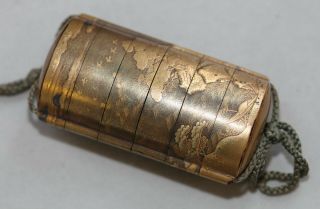 Antique Japanese Very Fine Gold Lacquer Inro For Use With Netsuke,  19th Century.