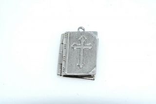 Vtg The Lords Prayer Bible Miniature Sterling Silver Charm Pendant Opens