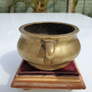GOOD HEAVY ANTIQUE CHINESE 17TH - 18TH CENTURY BRONZE BOMBE CENSER - XUANDE MARK 3
