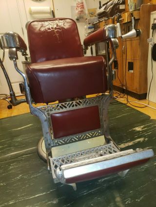 Vintage Belmont Barber Chair.  Headrest.  Foot Rest,  Everything.  Hard To Find