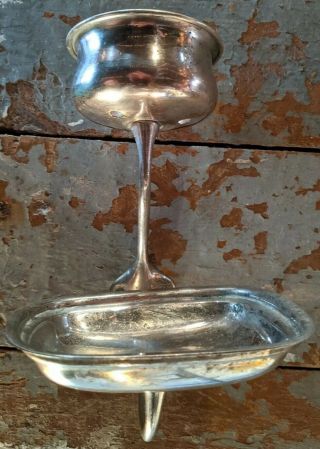 Antique Silver Wall Soap Dish Glass Holder