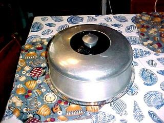 Vintage Kromex Aluminum Cake Cover Carrier With Glass Plate Black Top C - A - K - E