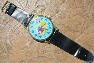 Vintage 1984 Peyo Smurf Time Cartoon Wall Clock Xl Ginormous Wrist Watch Old