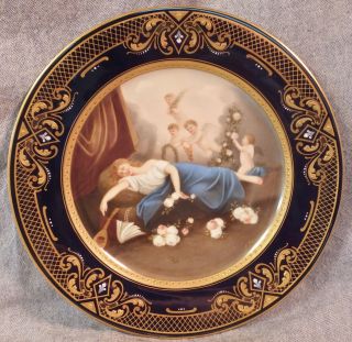 19th C.  Royal Vienna Porcelain Portrait Plate Signed Heer " The Artist 