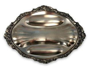 Wallace Baroque Silverplate 3 Part Relish Dish 221 Antique Vintage