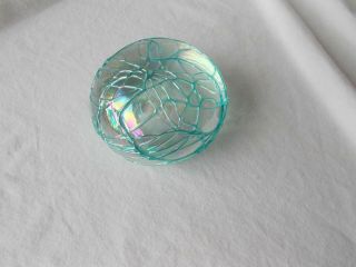 Vintage Signed Levay Studio Art Glass Paperweight Threaded