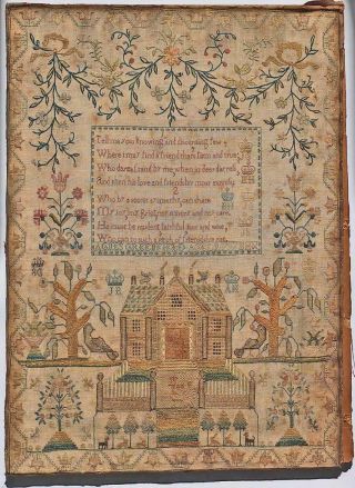 Fine Georgian Antique Scottish House Embroidery Sampler By Agnes Greenfield 1797