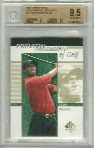 Tiger Woods 2001 Upper Deck Sp Authentic Preview Rookie Rc Bgs 9.  5 Gem (10)