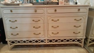 Vintage Ficks And Reed Faux Bamboo Dresser Palm Beach Regency