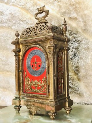 Rare Vintage Antique France Gilt Bronze H & F Paris Strikes Keywound Clock