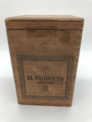 Vintage Wood El Producto Queens 25 Cents Cigar Box Factory No.  2 Pennsylvania
