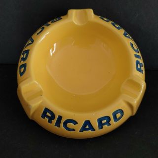 Vintage French Bistro Ashtray Ricard Yellow Opalex Marseille France Advertising