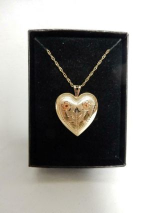 Vintage 14 Kt Gold Filled Ppc Heart Locket,  24 " L Gf Chain W927