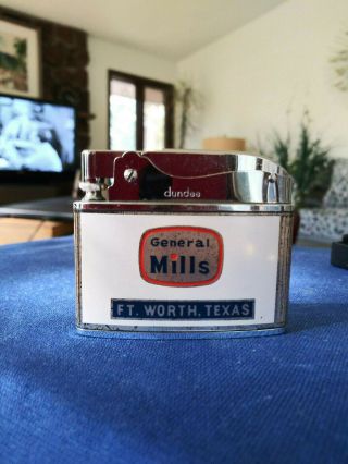 Never Fired Vintage Dundee Lighter " General Mills " & " Larro Feeds "