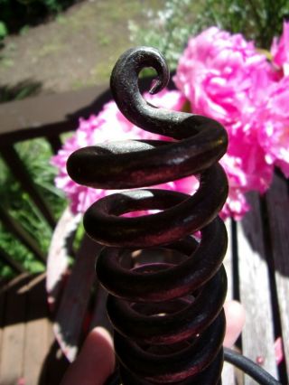 Twisted Spiral Wrought Iron Vintage Candle Stick Holder Hand Made Metal Art Vtg