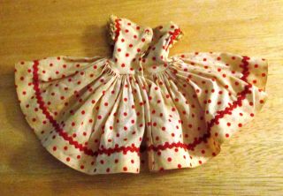 VINTAGE Late1950/early 1960 ' s CISSETTE doll CLOTHES red polka dot dress & slip 2