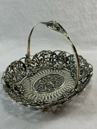 Antique Theodore B.  Starr Sterling Silver Basket Cupids Grape Clusters & Vines