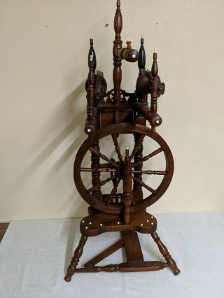 RARE VINTAGE ANTIQUE 1800 ' s BLACK FOREST GERMANY DOUBLE FLYER SPINNING WHEEL 2