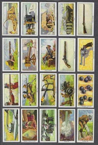 1938 Teofani Past & Present Weapons Of War Tobacco Cards Complete Set Of 48