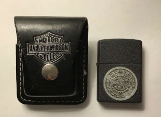 Zippo Lighter With Harley Davidson Leather Belt Pouch Case