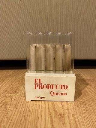 Vintage El Producto Queens Cigar Display Case Bottom With 24 Glass Tubes