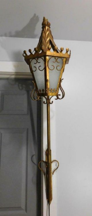 Antique Italian Tole Gothic Torchiere Wall Sconce Spanish Revival 21  High