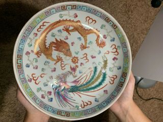 Chinese Antique Pairs Of Famille Rose Dragon And Phoenix Plates